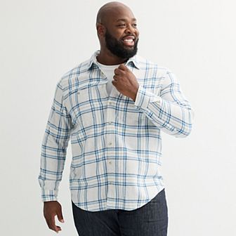 Big & Tall Sonoma Goods For Life® Long Sleeve Brushed Flannel Shirt