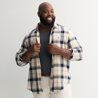 Big & Tall Sonoma Goods For Life® Long Sleeve Brushed Flannel Shirt