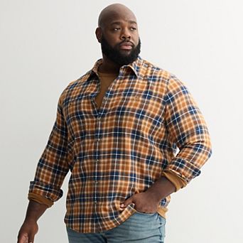 Big & Tall Sonoma Goods For Life® Long Sleeve Brushed Flannel Shirt