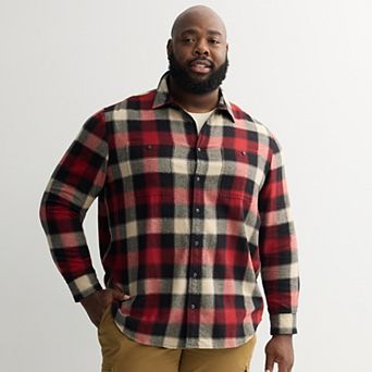 Big & Tall Sonoma Goods For Life® Long Sleeve Brushed Flannel Shirt