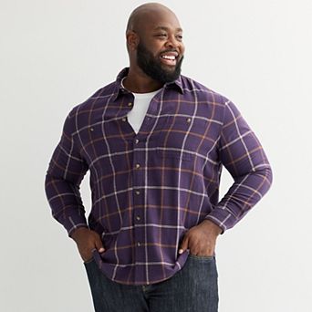 Big & Tall Sonoma Goods For Life® Long Sleeve Brushed Flannel Shirt