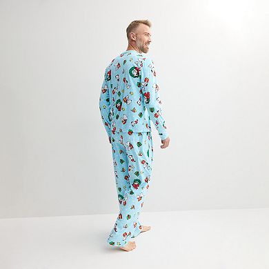 Men's Jammies For Your Families® Peanuts Christmas 2-Piece Pajama Top & Pajama Bottoms Set