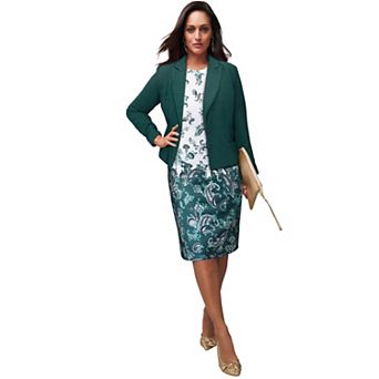 Jessica London Women's Plus Size Stretch Crepe Single-Breasted Jacket Dress