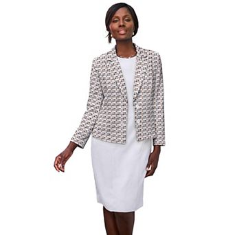 Jessica London Women's Plus Size Stretch Crepe Single-Breasted Jacket Dress