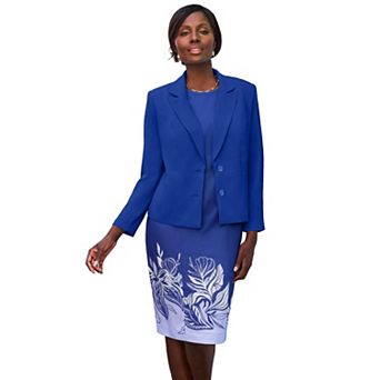 Jessica London Women's Plus Size Stretch Crepe Single-Breasted Jacket Dress