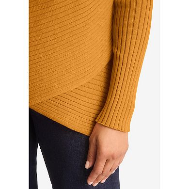 Jessica London Women's Plus Size Ribbed Crossover Crewneck