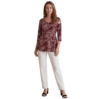 Jessica London Women's Plus Size Knit Crepe Sweetheart Neckline Peplum Top