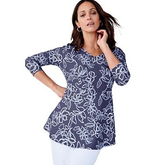 Jessica London Women's Plus Size Knit Crepe Sweetheart Neck Top