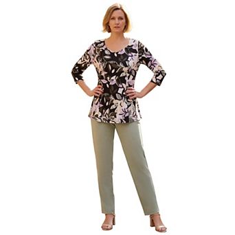 Jessica London Women's Plus Size Knit Crepe Sweetheart Neckline Peplum Top