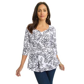 Jessica London Women's Plus Size Knit Crepe Sweetheart Neck Top