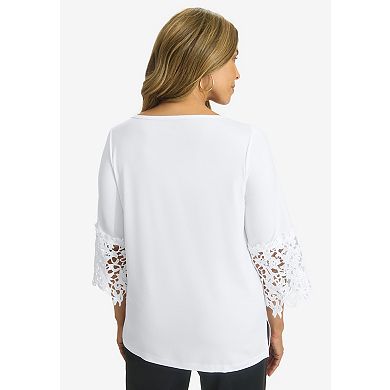 Jessica London Women's Plus Size Lace Applique Top
