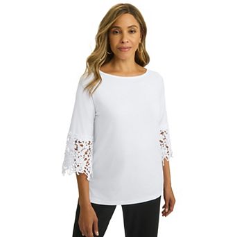 Jessica London Women's Plus Size Lace Applique Top