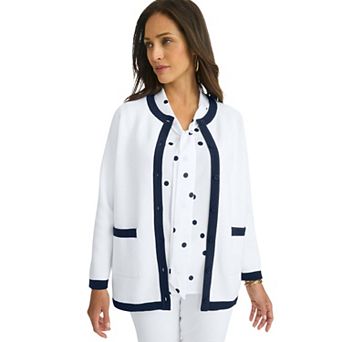 Jessica London Women's Plus Size Tipped Boxy Cardigan
