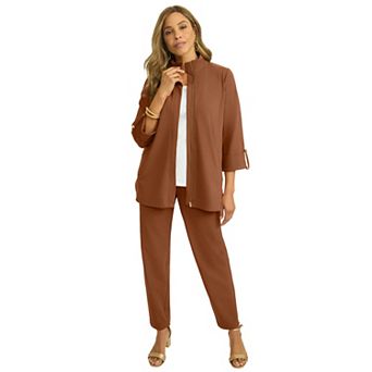 Jessica London Women's Plus Size Knit Crepe Winged Collar Set