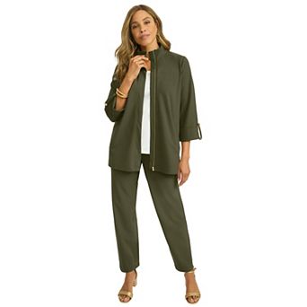 Jessica London Women's Plus Size Knit Crepe Winged Collar Set