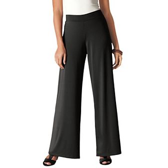 Jessica London Women's Plus Size Petite Stretch Knit Wide Leg Pant
