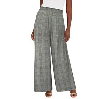 Jessica London Women's Plus Size Petite Stretch Knit Wide Leg Pant