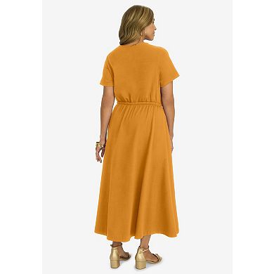 Jessica London Women's Plus Size Drawstring Maxi Dress