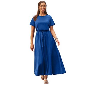 Jessica London Women's Plus Size Drawstring Maxi Dress