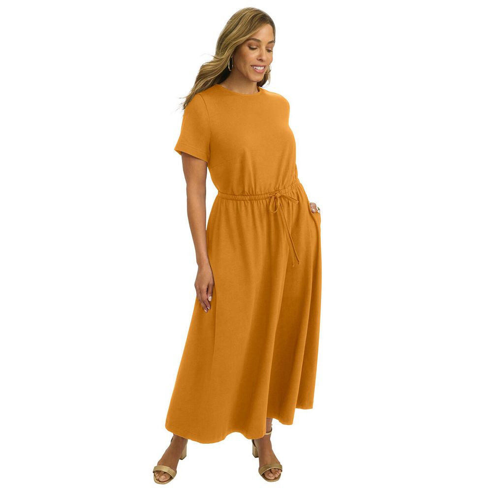 jessica london plus size women's short sleeve maxi dress Ladies' Stretch Cotton Tank Maxi Dress, Tea Rose Graphic Leaves