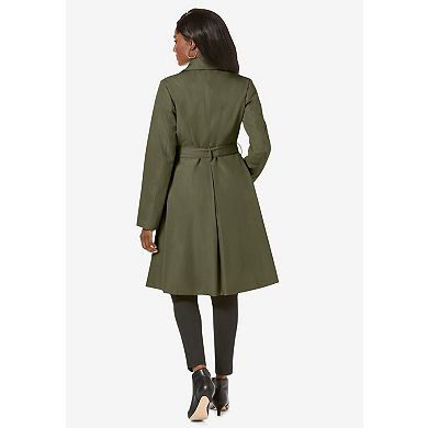 Jessica London Women's Plus Size Pleated Trench Coat