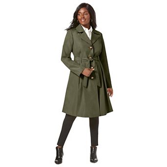 Jessica London Women's Plus Size Pleated Trench Coat