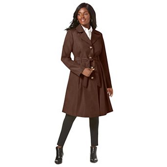 Jessica London Women's Plus Size Pleated Trench Coat