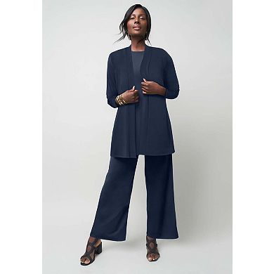 Jessica London Women's Plus Size Petite Stretch Knit Wide Leg Pant
