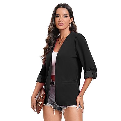 Women's Casual Blazer Long Sleeve Lightweight Open Front Blazer Work Office Blazers Jacket