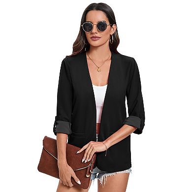 Women's Casual Blazer Long Sleeve Lightweight Open Front Blazer Work Office Blazers Jacket