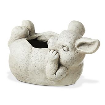 Glitzhome 14.25"L High-quality MGO Rabbit Statue Planter