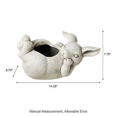 Glitzhome 14.25"L High-quality MGO Rabbit Statue Planter