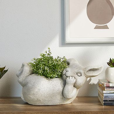 Glitzhome 14.25"L High-quality MGO Rabbit Statue Planter