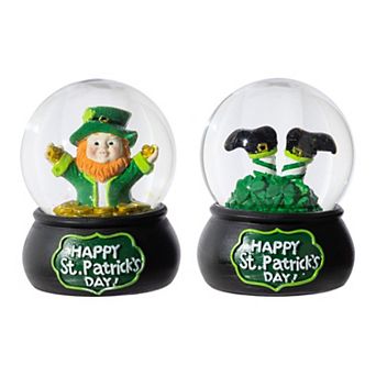 Glitzhome 3.5"H 65mm Resin Leprechaun St.Patrick's Waterglobes