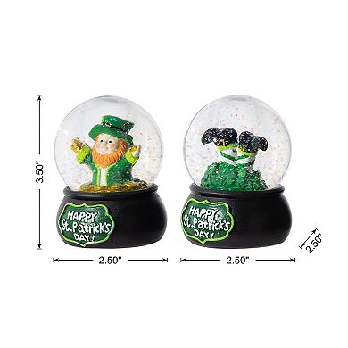Glitzhome 3.5"H 65mm Resin Leprechaun St.Patrick's Waterglobes