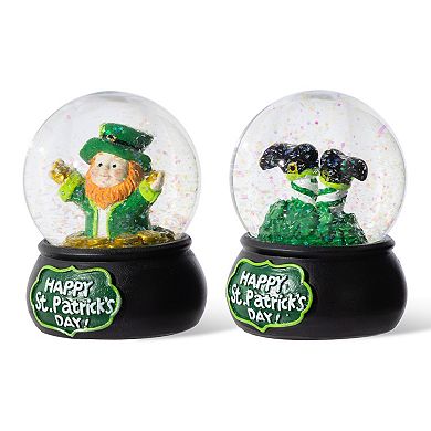 Glitzhome 3.5"H 65mm Resin Leprechaun St.Patrick's Waterglobes
