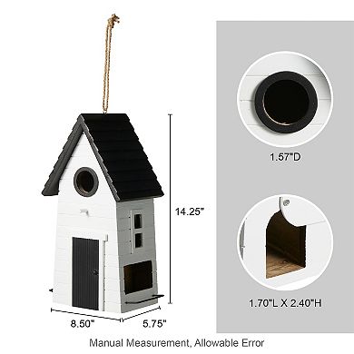 Glitzhome 14.25"H Modern Solid Wood White Outdoor Garden Birdhouse
