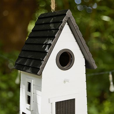 Glitzhome 14.25"H Modern Solid Wood White Outdoor Garden Birdhouse