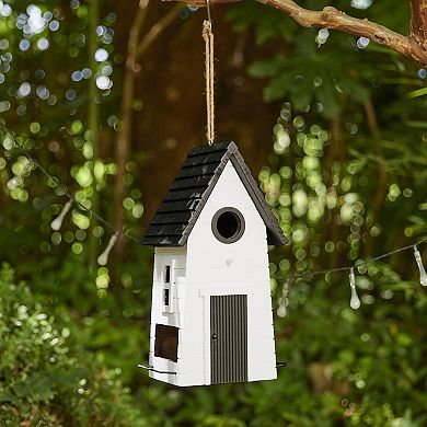 Glitzhome 14.25"H Modern Solid Wood White Outdoor Garden Birdhouse