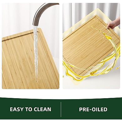 Cutting Board for Kitchen, Wooden Butcher Block for Meat and Vegetables