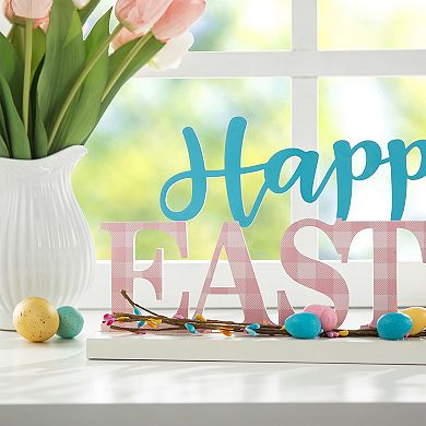 Glitzhome 15.75"H Easter Table Decor, Wooden "Happy Easter" Spring Table Decor