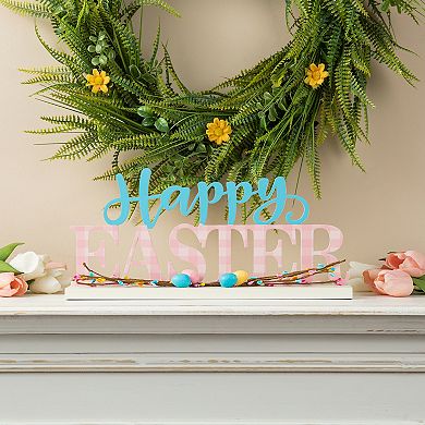 Glitzhome 15.75"H Easter Table Decor, Wooden "Happy Easter" Spring Table Decor