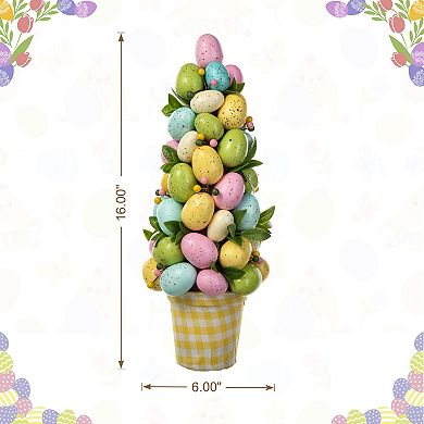 Glitzhome 16"H Easter Egg Table Tree Décor with the Base Plastic Basin