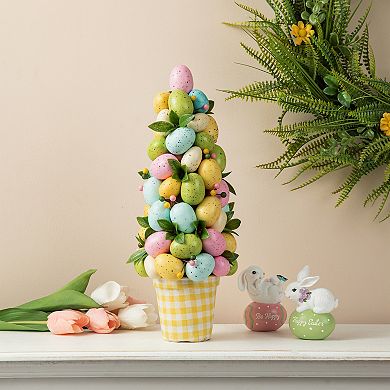Glitzhome 16"H Easter Egg Table Tree Décor with the Base Plastic Basin