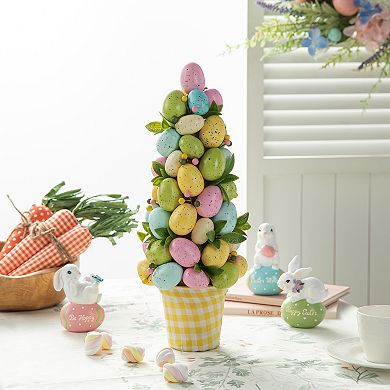 Glitzhome 16"H Easter Egg Table Tree Décor with the Base Plastic Basin