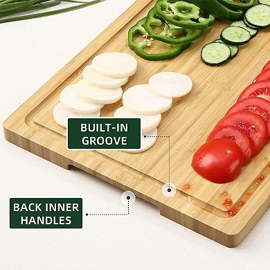 Cutting Board for Kitchen, Wooden Butcher Block for Meat and Vegetables