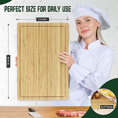 Cutting Board for Kitchen, Wooden Butcher Block for Meat and Vegetables
