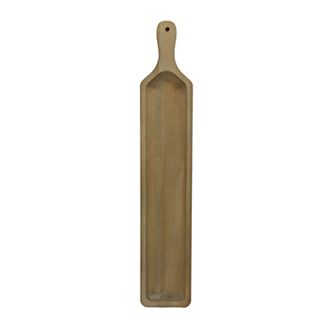 Parisloft Long Narrow Wood Tray, Farmhouse Wood Display Tray, Brown, 23.6"L