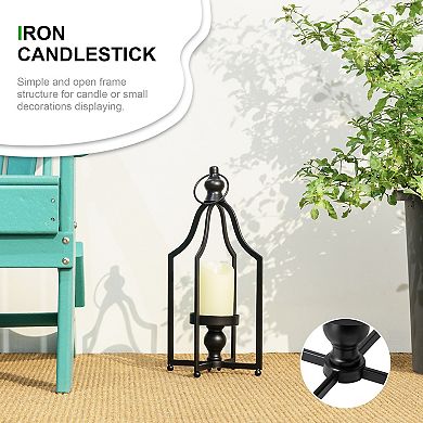 Glitzhome 16.50"H Modern Farmhouse Black Metal Lantern