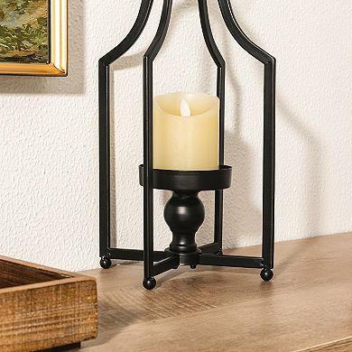 Glitzhome 16.50"H Modern Farmhouse Black Metal Lantern